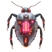 cybernetic beetle with integrated circuits and glowing elements, showcasing blend of technology and nature. This futuristic insect features intricate details and vibrant colors, evoking sense of png