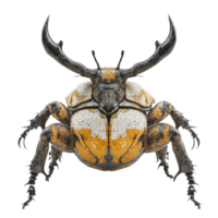 high detail 3D horned beetle standing proudly, showcasing its vibrant colors and intricate textures. This striking insect captures attention with its impressive features and unique design png
