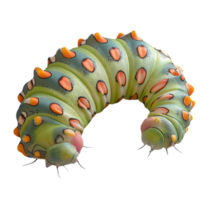 realistic 3D silk moth caterpillar with soft body and vibrant colors, showcasing its unique patterns and textures. This fascinating creature is marvel of nature png