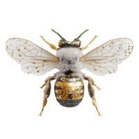 realistic 3D honeybee mid hover showcasing detailed features and vibrant colors. This stunning insect displays intricate patterns and textures, emphasizing its natural beauty and importance png