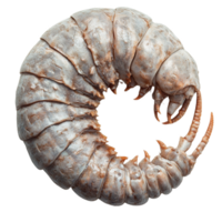 photorealistic 3D woodlouse curled into ball, showcasing its segmented body and detailed texture. This unique creature is often found in damp environments, adding interest to any natural setting png