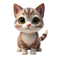 cute 3d cat standing is isolated on transparent background png