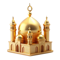 beautiful golden mosque is isolated on transparent background png
