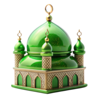 green beautiful mosque is isolated on transparent background png