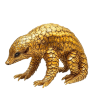 Golden Pangolin Figurine Isolated on Transparent Background png
