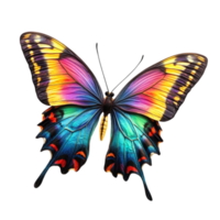 A colorful butterfly is shown on a Transparent background png