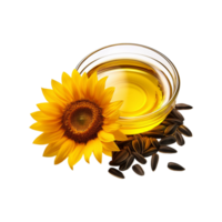 Sunflower oil bowl with sunflower seed on transparent background png
