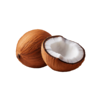Whole coconut with slice on transparent background png