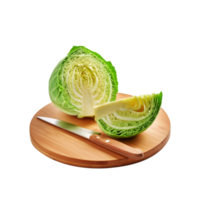 Cabbage vegetable with chopping board on transparent background png
