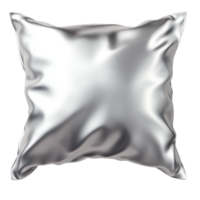 Soft Metallic Silver Pillow on Transparent Background png