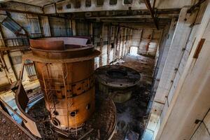 Old broken empty abandoned industrial building photo