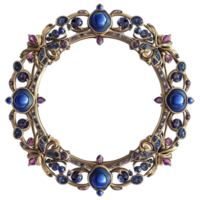 Sparkling Blue Gemstone Wreath Frame on Transparent Background png