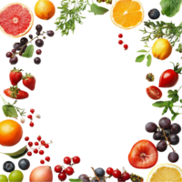 Apple and Berries Fruit Wreath on Transparent Background png