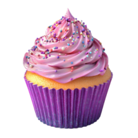 Artistic Cupcake with Pink Frosting on Transparent Background png