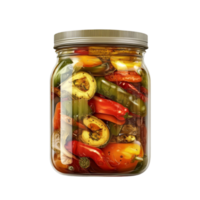 Healthy Pickled Vegetables in Jar on Transparent Background png