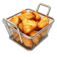 Luscious Fried Chicken Pieces in Basket on Transparent Background png