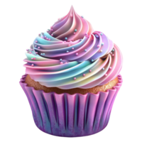 Joyful Cupcake with Swirled Icing on Transparent Background png