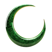 Crescent Moon with Green Texture on Transparent Background png
