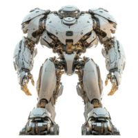 Futuristic White and Gold Robot on Transparent Background png