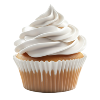 Vanilla Cupcake with Swirl Frosting on Transparent Background png