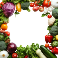 Circle Frame of Mixed Fruits and Vegetables on Transparent Background png