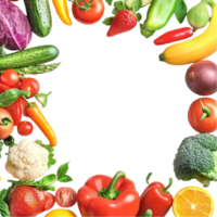 Assorted Vegetables Wreath Frame on Transparent Background png