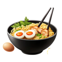 Bowl of Asian Soup with Egg on Transparent Background png