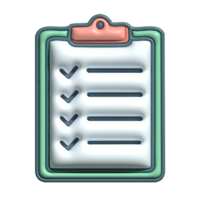 3D Glossy Checklist Clipboard Icon with Check Marks png