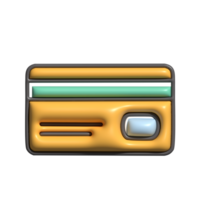 3D Glossy Credit Card Icon with Chip and Stripe Design png