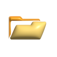 3D Glossy Open Folder Icon with Yellow and Orange Design png