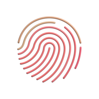 3D Glossy Fingerprint Icon with Red and Beige Gradient Design png