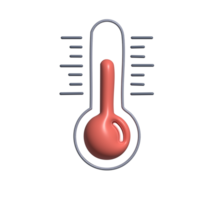 3D Glossy Thermometer Icon with Red Indicator and Temperature Scale png