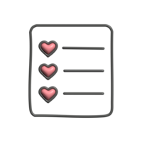 3D Glossy Heart Checklist Icon with Minimalist Design png