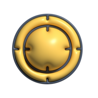 3D Glossy Golden Shield Icon with Circular Design png