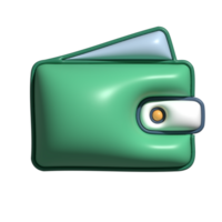 3D Glossy Green Wallet Icon with Button Closure png