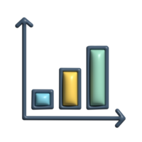 3D Glossy Bar Chart Icon with Colorful Gradient Bars png