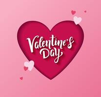 Valentine's Day greeting card with hand drawn lettering in red heart with little hearts vector