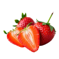 Half sliced ripe strawberry with leaf, a healthy treat full of nutrients png