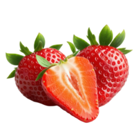 Healthy ripe strawberry half slice with leaf, full of nutrients png