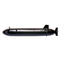 Black Military Torpedo with Sleek Design and Propeller Features png