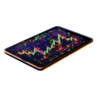 Colorful Data Visualization on Digital Tablet with Vibrant Graphs png