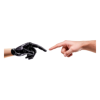 Human Finger Touching Robotic Hand in Symbolic Connection Moment png