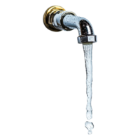 Water Flowing from a Modern Faucet with Stream and Droplets png