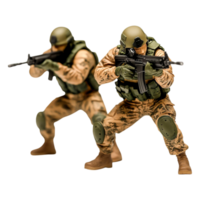 Tactical Combat Action Figures in Dynamic Posing with Weapons png