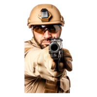 Armed Security Personnel Aiming Handgun with Determined Expression png