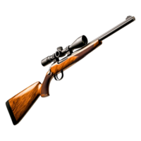 Elegant wooden hunting rifle with a scope png