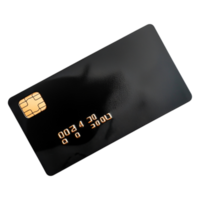 Minimalistic Black Credit Card with Chip on Sleek Surface png