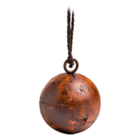 Rusty Weight Hanging from a Rope in an Isolated Studio Setting png