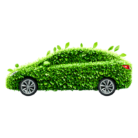 Eco-Friendly Car Covered with Green Leaves Symbolizing Sustainability png