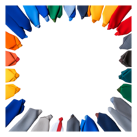 Colorful Fabrics Arranged in a Circular Pattern on a Dark Background png